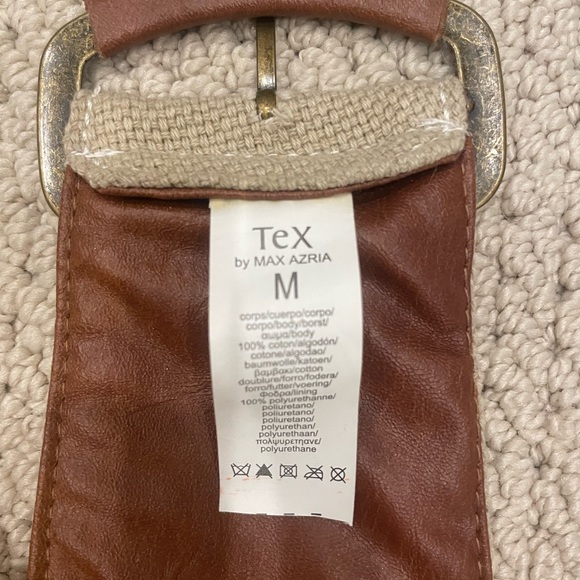 TEX by MaxAzria Linen and Faux Leather Belt with exposed brass buckle - Picture 6 of 6